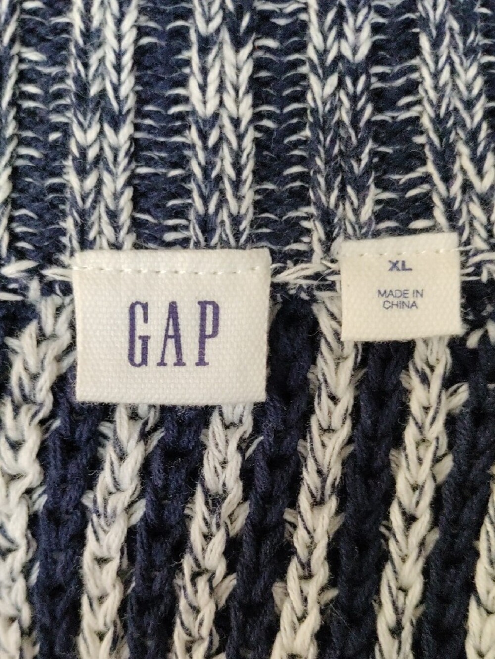 J154 GAP Navy & White Striped Hooded Toggle Cardigan Coat XL - Picture 10 of 11